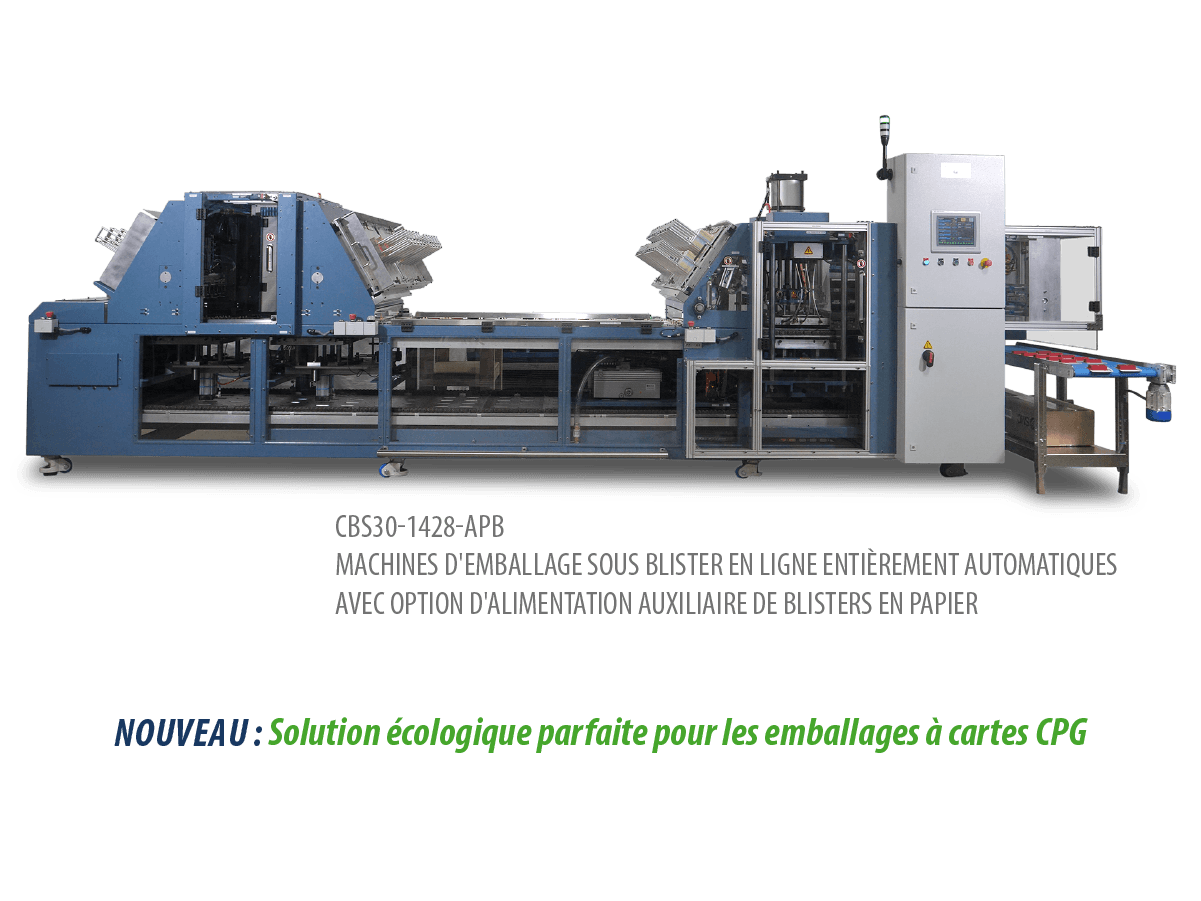 Machines d’emballage sous blister en ligne entièrement automatiques avec option d’alimentation auxiliaire tout papier